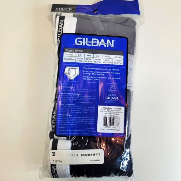 Gildan Premium Cotton Comfort Plush Waistband Briefs 4 pack size Men's 2X NEW - Picture 2 of 5